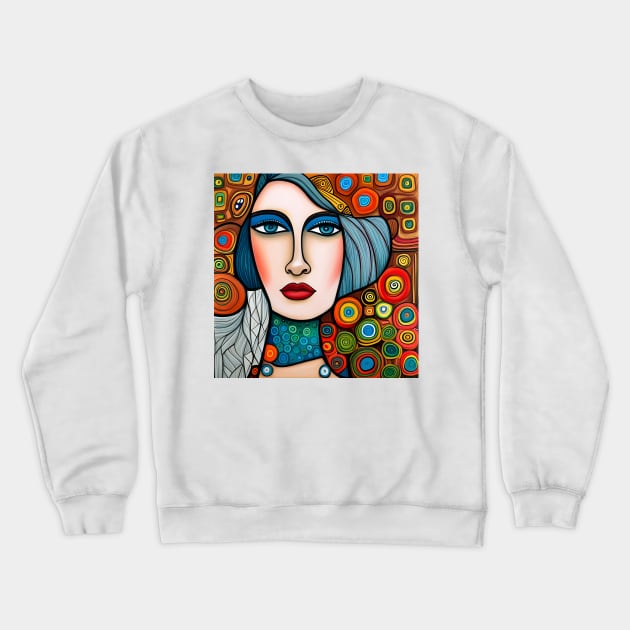 Young woman Typing Crewneck Sweatshirt by Colin-Bentham